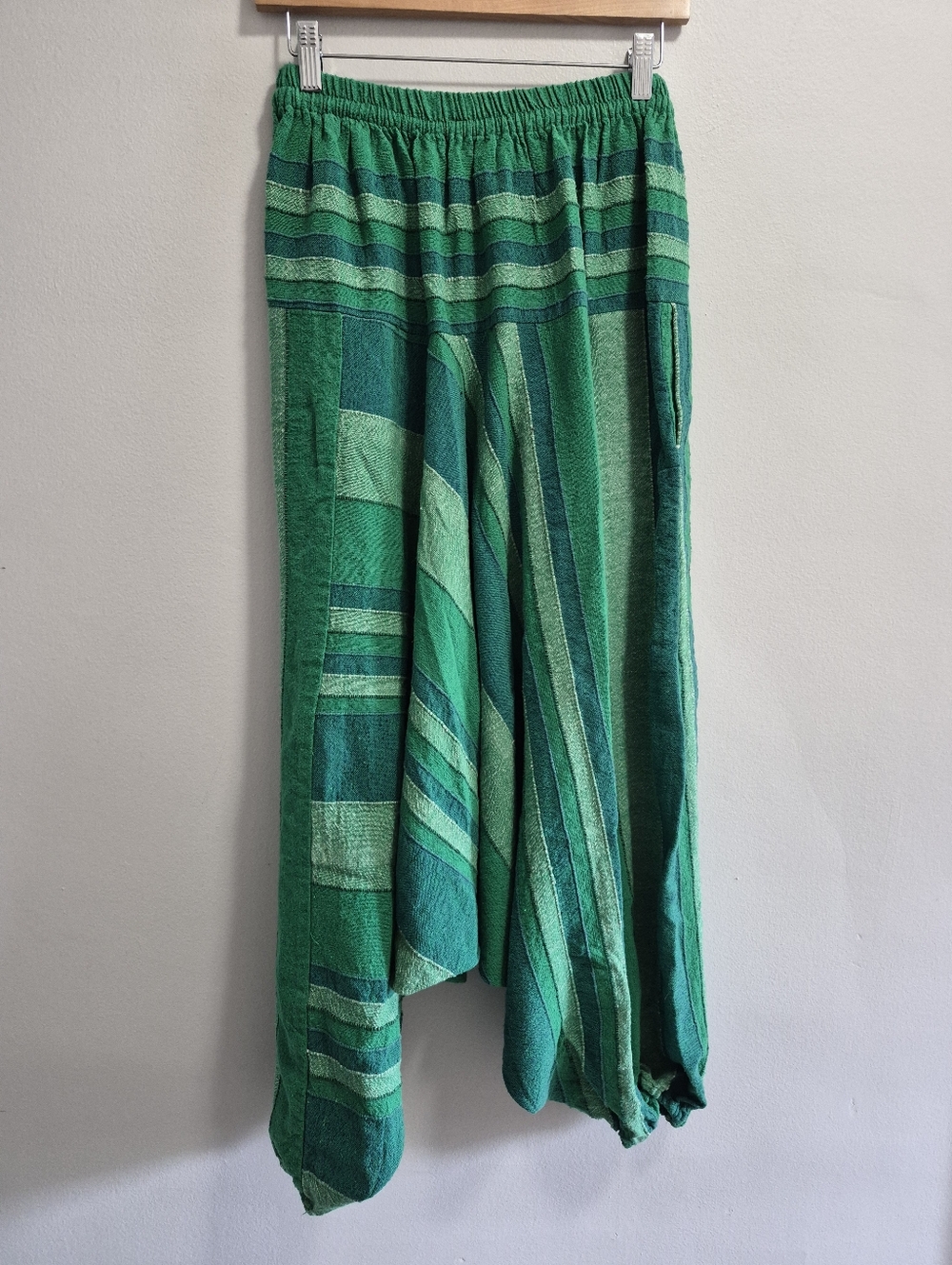 Peach Pebble Green Patchwork Harem Pants Boho Hippie Yoga Large - Picture 6 of 8